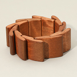 Abstract Wooden Beaded Stretch Bracelet
