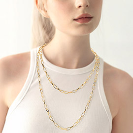 Metal Paperclip Chain Long Necklace
