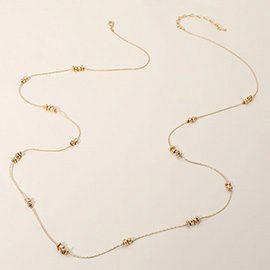 Metal Bead Station Chain Long Necklace