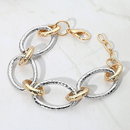 Hammered Metal Oval Link Bracelet