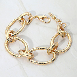 Hammered Metal Oval Link Bracelet
