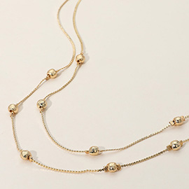 Metal Bead Station Double Layered Chain Necklace