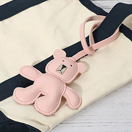 Faux Leather Teddy Bear Bag Charm