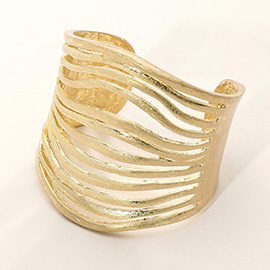 Abstract Wide Metal Split Cuff Bracelet