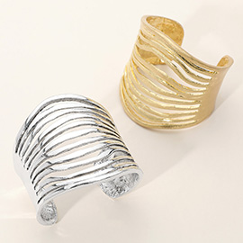 Abstract Wide Metal Split Cuff Bracelet