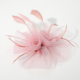 Mesh Flower Feather Mesh Fascinator / Headband