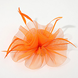 Mesh Flower Feather Mesh Fascinator / Headband