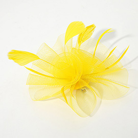 Mesh Flower Feather Mesh Fascinator / Headband