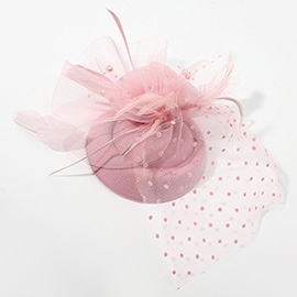 Dotted Mesh Flower Feather Mesh Fascinator / Headband