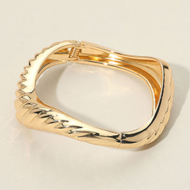 Textured Metal Sculptural Hinged Bangle Bracelet