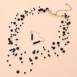 Lightweight Layered Floating Bead Statement Necklace
