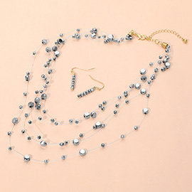 Lightweight Layered Floating Bead Statement Necklace