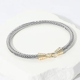Two Tone Twisted Cable Wire Bangle Bracelet