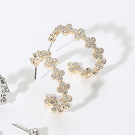 14K Gold Plated CZ Stone Quatrefoil Around Hoop Earrings
