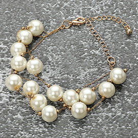 Handmade Layered Pearl Cluster Station Bracelet