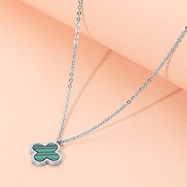 Stainless Steel Quatrefoil Pendant Necklace