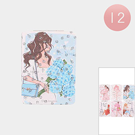 12PCS - Fashion Girl Printed Cosmetic Mirrors