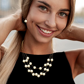 Handmade Layered Pearl Cluster Station Necklace