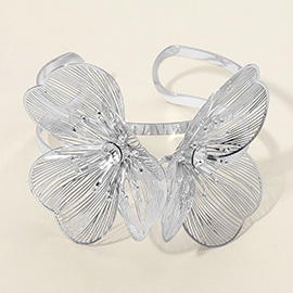 Stone Accent Metal Filigree Flower Arm Cuff Bracelet