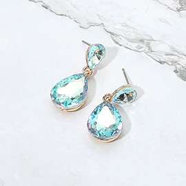 Glass Crystal Teardrop Dangle Earrings