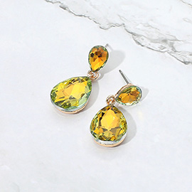 Glass Crystal Teardrop Dangle Earrings