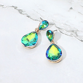 Glass Crystal Teardrop Dangle Earrings