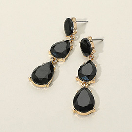 Double Teardrop Stone Cluster Link Drop Evening Earrings