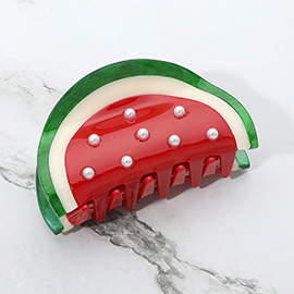Pearl Embellished Watermelon Hair Claw Clip