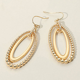 Textured Metal Oval Dangle Earrings