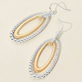 Textured Metal Oval Dangle Earrings