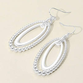 Textured Metal Oval Dangle Earrings