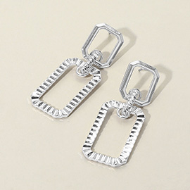 Textured Metal Rectangle Door Knocker Earrings