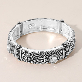 Antique Metal Stone Boho Stretch Bracelet