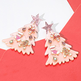 Resin Christmas Tree Dangle Earrings