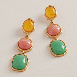 Vintage Multi Color Stone Drop Earrings