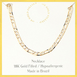 18K Gold Filled Hypoallergenic Flat Curb Chain Necklace