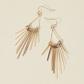 Metal Geometric Fan Tassel Dangle Earrings