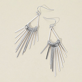 Metal Geometric Fan Tassel Dangle Earrings