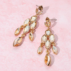 Marquise Stone Cluster Embellished Dangle Evening Earrings