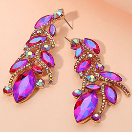Marquise Stone Cluster Embellished Drop Evening Earrings