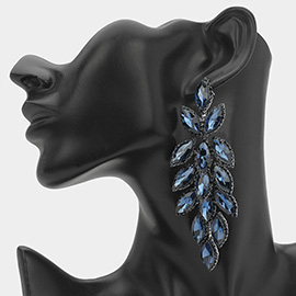 Marquise Stone Cluster Vine Dangle Evening Earrings