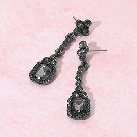 Elegant Rectangle Rhinestone Gem Drop Evening Earrings