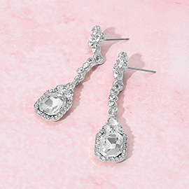 Elegant Rectangle Rhinestone Gem Drop Evening Earrings