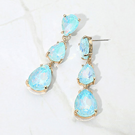 Teardrop Stone Link Dropdown Evening Earrings