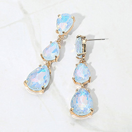 Teardrop Stone Link Dropdown Evening Earrings