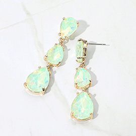 Teardrop Stone Link Dropdown Evening Earrings