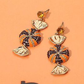 Rhinestone Embellished Halloween Candy Dangle Earrings