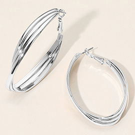 Layered Metal Twist Hoop Earrings