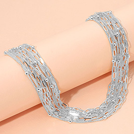 Textured Metal Multi Chain Strand Necklace