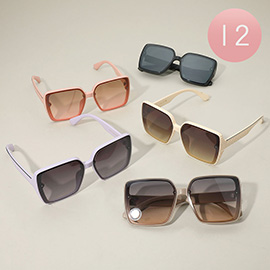 12PCS - Oversized Square Frame Tinted Lens Sunglasses